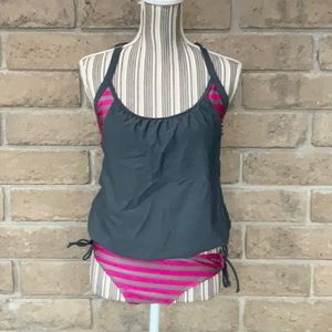 Stripes Print Lined Up Double Up Tankini Sets Swimsuits Bathing Suit Swimwear